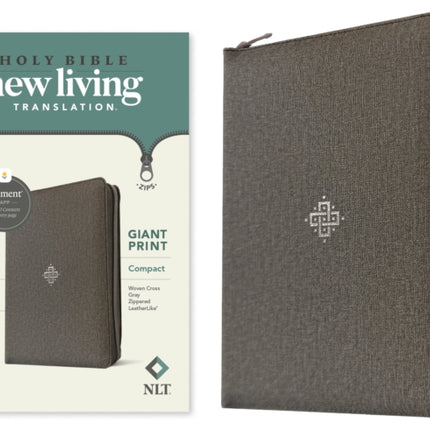 NLT Compact Giant Print Zipper Bible, Filament Edition, Grey