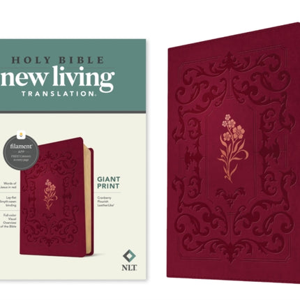 NLT Giant Print Bible FilamentEnabled Edition Leatherlike Cranberry Flourish Red Letter