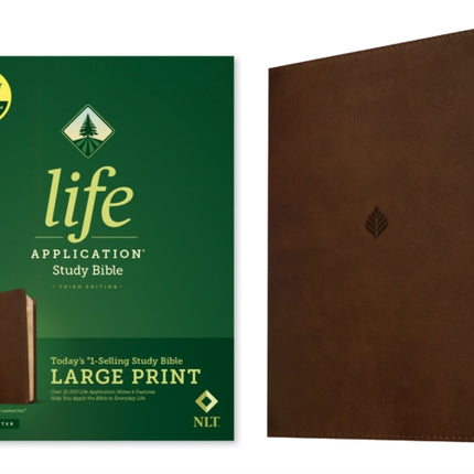 NLT Life Application Study Bible Third Edition Large Print Leatherlike Rustic Brown Leaf Red Letter