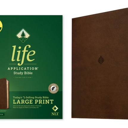 NLT Life Application Study Bible Third Edition Large Print Leatherlike Rustic Brown Leaf Indexed Red Letter