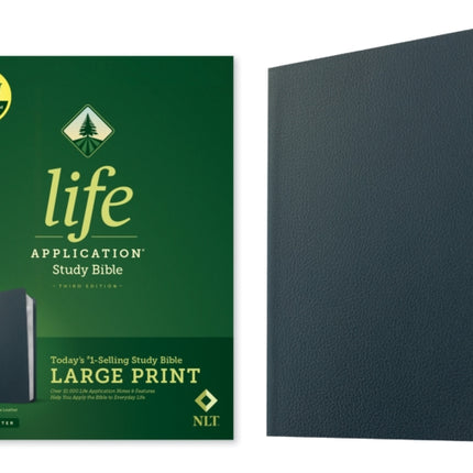 NLT Life Application Study Bible Third Edition Large Print Genuine Leather Navy Blue Red Letter