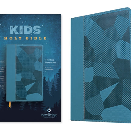 NLT Kids Bible Thinline Reference Edition Leatherlike Camo Blue Red Letter