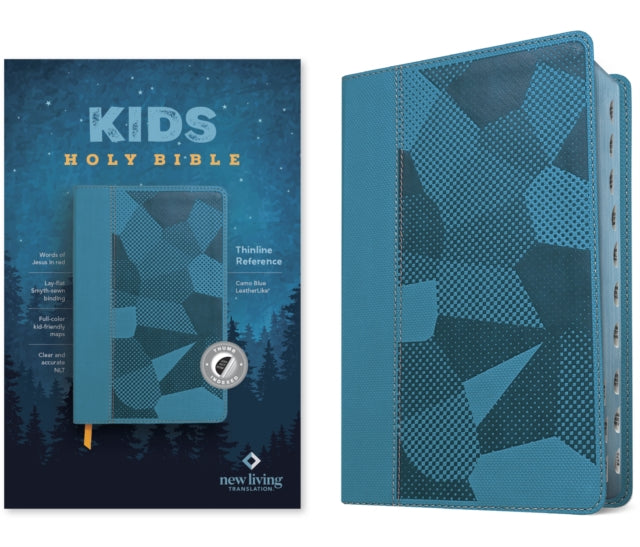 NLT Kids Bible Thinline Reference Edition Leatherlike Camo Blue Indexed Red Letter