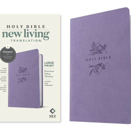 NLT Large Print Premium Value Thinline Bible Filament Enabled Leatherlike Lavender Song