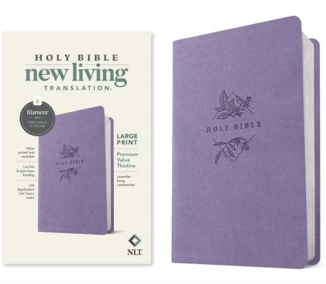 NLT Large Print Premium Value Thinline Bible Filament Enabled Leatherlike Lavender Song