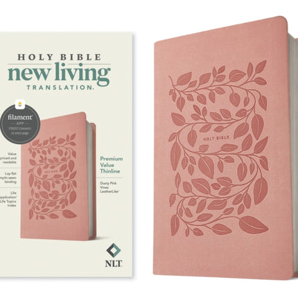 NLT Premium Value Thinline Bible Filament Enabled Leatherlike Dusty Pink Vines