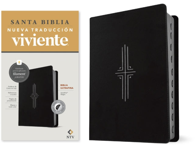 Biblia Ultrafina Ntv Con Filament Sentipiel Negro Índice Letra Roja