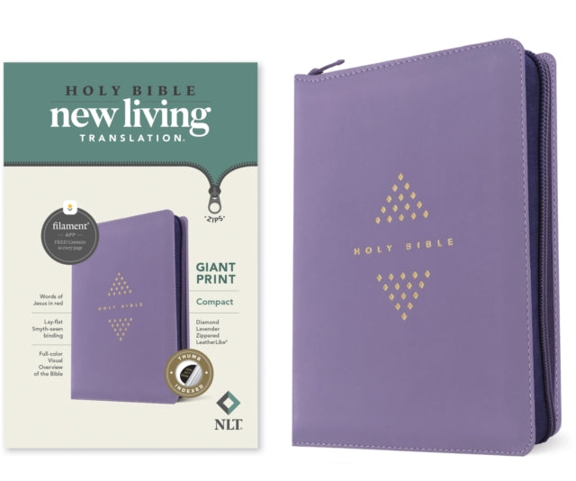 NLT Compact Giant Print Zipper Bible Filament