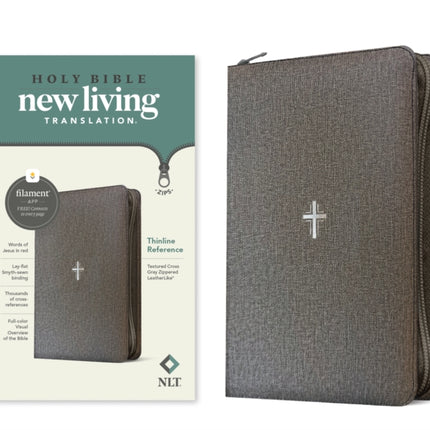 NLT Thinline Reference Zipper Bible Filament