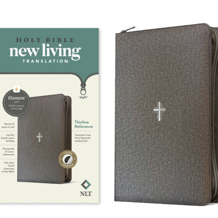 NLT Thinline Reference Zipper Bible Filament