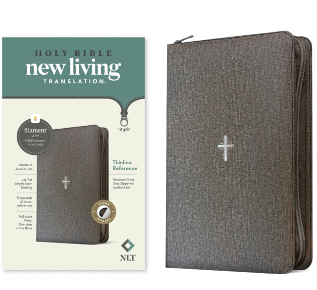 NLT Thinline Reference Zipper Bible Filament