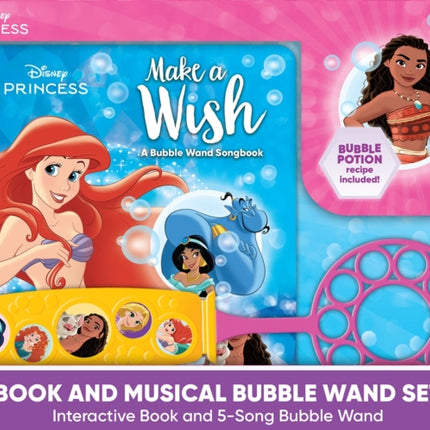 Disney Princess Make a Wish Book and Musical Bubble Wand Sound Book Set