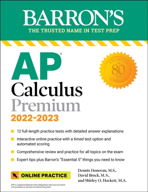 AP Calculus Premium 20222023 12 Practice Tests  Comprehensive Review  Online Practice