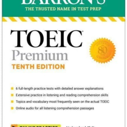 TOEIC Premium: 6 Practice Tests + Online Audio, Tenth Edition