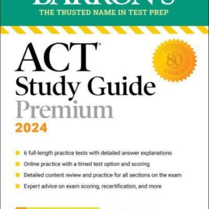 ACT Study Guide Premium Prep 2024 6 Practice Tests  Comprehensive Review  Online Practice