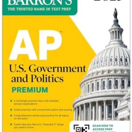 AP U.S. Government and Politics Premium 2025 Prep Book with 6 Practice Tests  Comprehensive Review  Online Practice