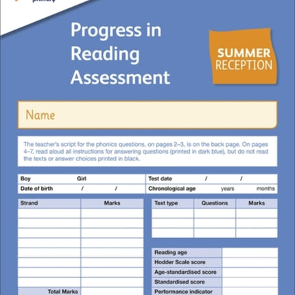 New PiRA Test R, Summer PK10 (Progress in Reading