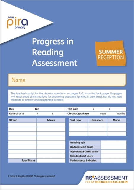 New PiRA Test R, Summer PK10 (Progress in Reading