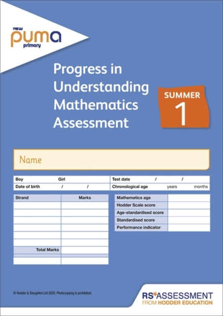 New PUMA Test 1, Summer PK10 (Progress in Understanding Mathematics Assessment)