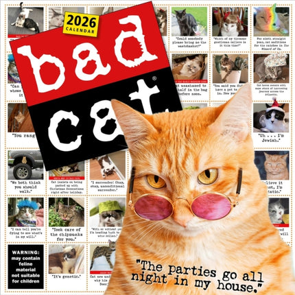 Bad Cat Wall Calendar 2026