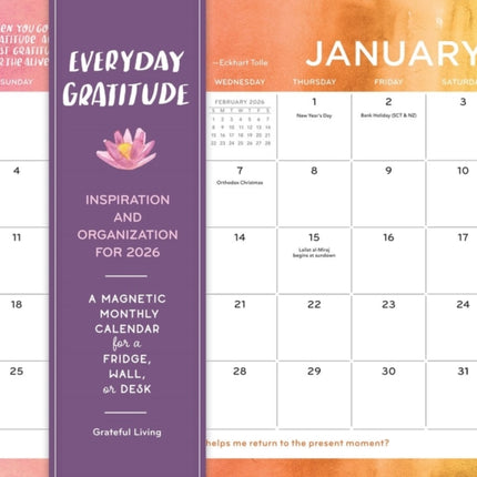 Everyday Gratitude Magnetic Wall Calendar 2026
