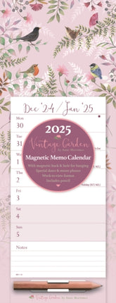 Vintage Garden WeektoView Magnetic Calendar 2025