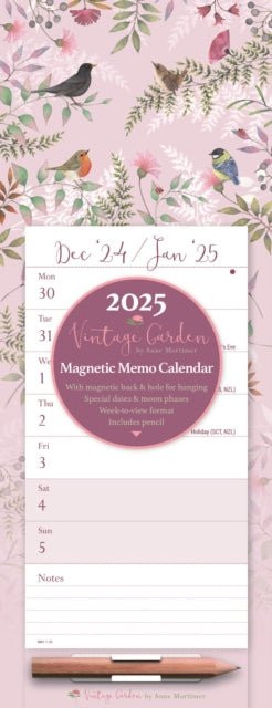 Vintage Garden WeektoView Magnetic Calendar 2025