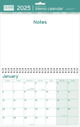 Essential Memo Calendar Planner A3 Calendar 2025