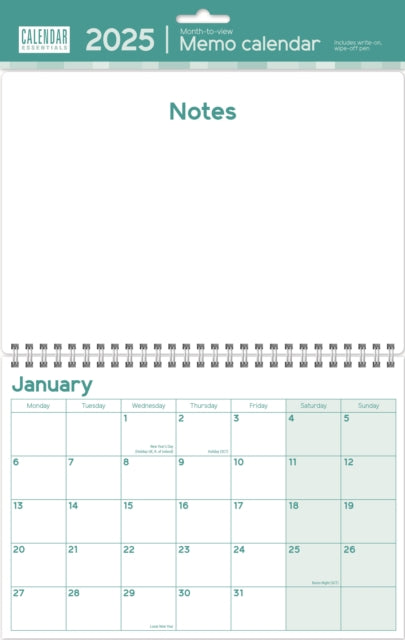 Essential Memo Calendar Planner A3 Calendar 2025