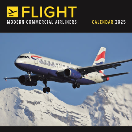 Flight Modern Commercial Airliners Square Wall Calendar 2025