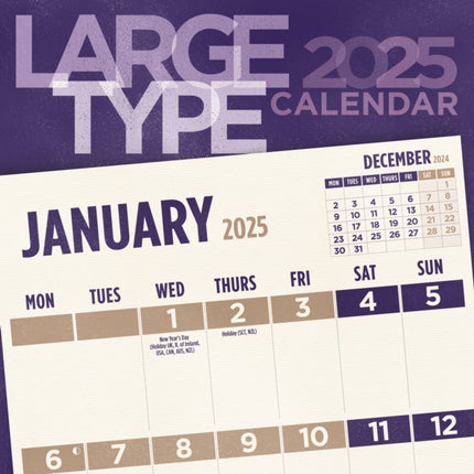 Large Type Square Wall Calendar 2025