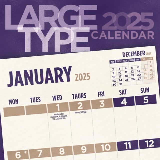 Large Type Square Wall Calendar 2025