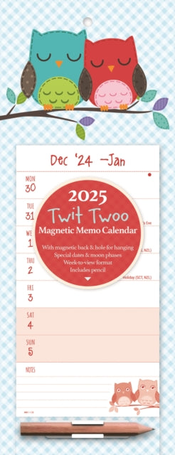 Twit Twoo WeektoView Magnetic Calendar 2025