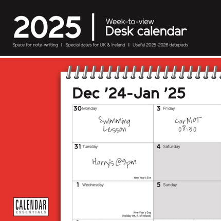 Essential WeektoView Easel Desk Calendar 2025