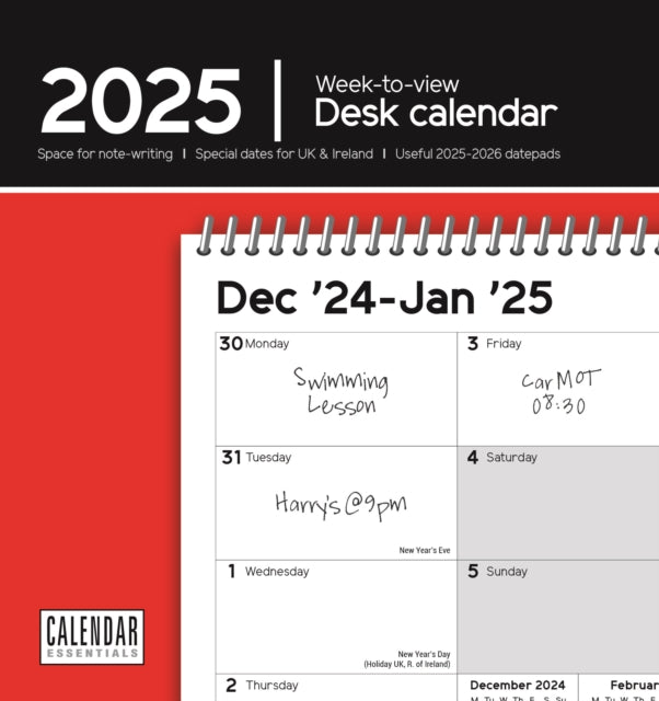 Essential WeektoView Easel Desk Calendar 2025