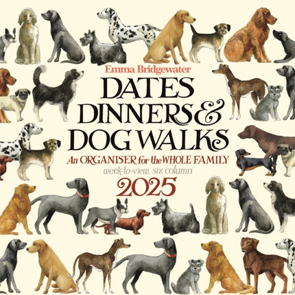 Emma Bridgewater Dates Dinners  Dog Walks WeektoView Planner Wall Calendar 2025