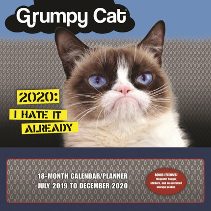 Grumpy Cat 2020 Calendar Magnetic Hanger stickers and an oversized storage pocket