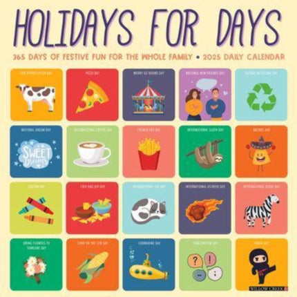 Holidays for Days 2025 12 X 12 Wall Calendar