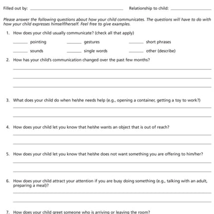 CSBS™ Record Forms and Caregiver Questionnaires: Communication and Symbolic Behavior Scales (CSBS™)