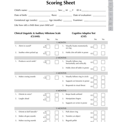 The Capute Scales Scoring Sheets: Cognitive