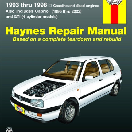 VW Golf, GTI and Jetta (93-98) and VW Cabrio (95-02) petrol & diesel Haynes Repair Manual (USA)