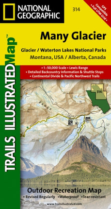 Many Glacier Glacier and Waterton Lakes National Parks National Geographic Trails Illustrated Map 314