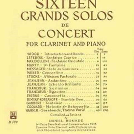 16 Grand Solos de Concert Clarinet with Piano