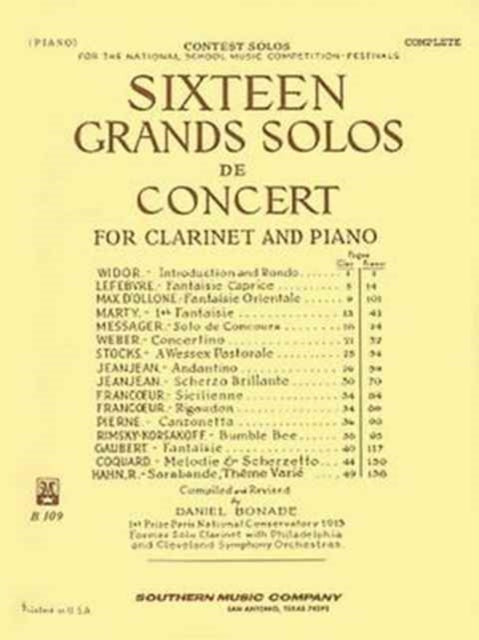 16 Grand Solos de Concert Clarinet with Piano