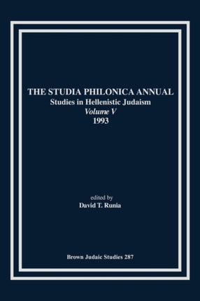 The Studia Philonica Annual V, 1993