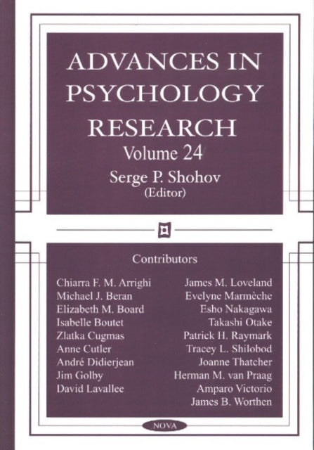 Advances in Psychology Research: Volume 24