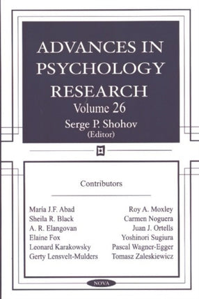 Advances in Psychology Research: Volume 26