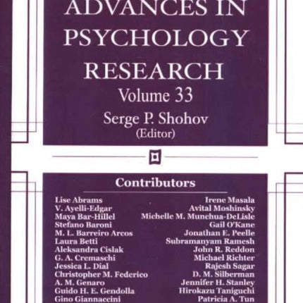 Advances in Psychology Research: Volume 33