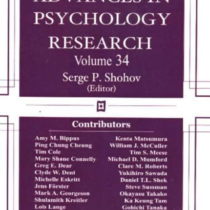 Advances in Psychology Research: Volume 34