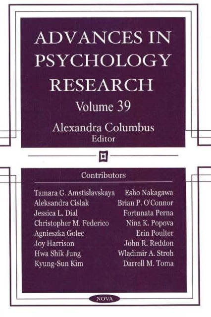 Advances in Psychology Research: Volume 39